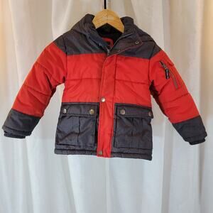 OshKosh B'gosh Boys Size 6 Red/Gray Winter Coat Lined Hooded Jacket